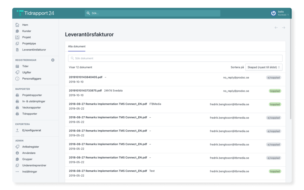 Leveransfakturor desktop mockup