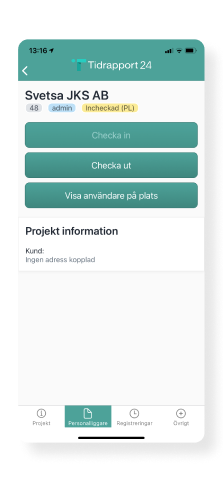 Personalliggare mockup tidrapport