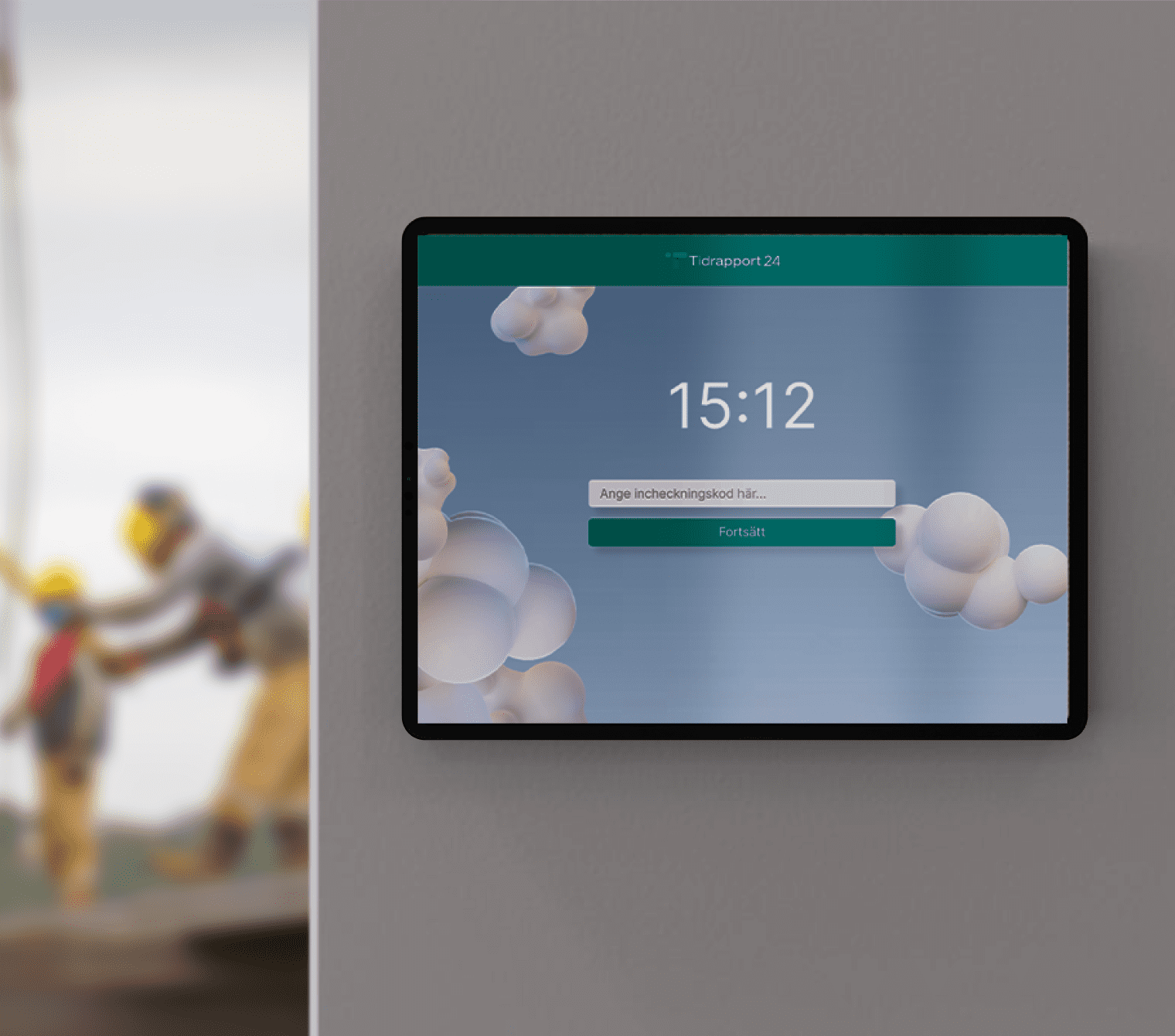 Stationär ipad på vägg bygg2