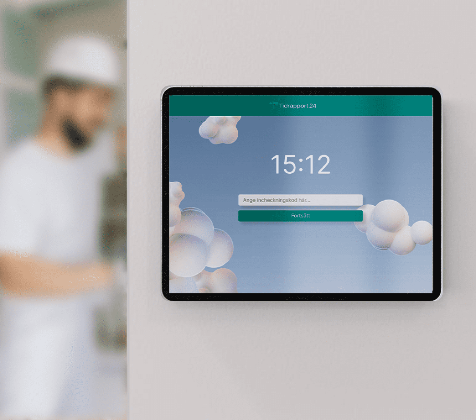 Stationär ipad på vägg - målare22