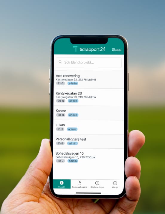 Telefon med registreringar